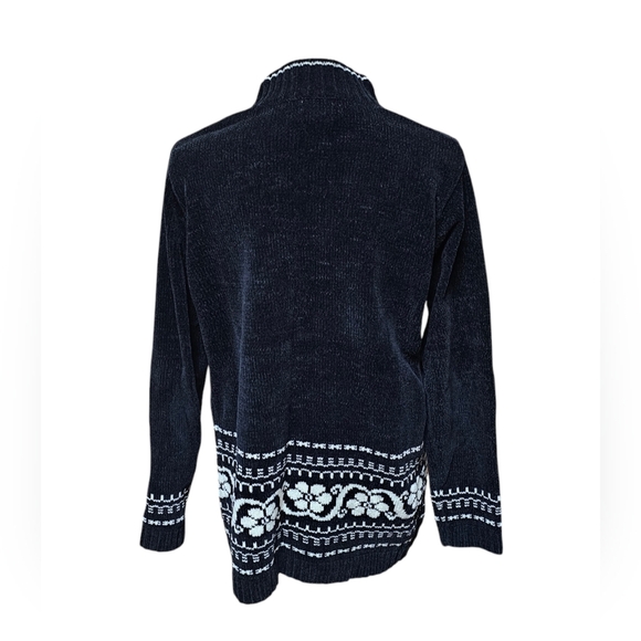 White Stag Christmas Sweater Womens Medium Black And White Cardigan Vintage Warm - Picture 2 of 5